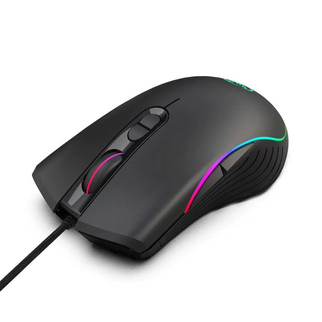 USB Wired Mouse 7-Color LED Fiber Gaming For Computer 6400DPI 6 Buttons Game Professional Mice PC 19NOV1 | Компьютеры и офис