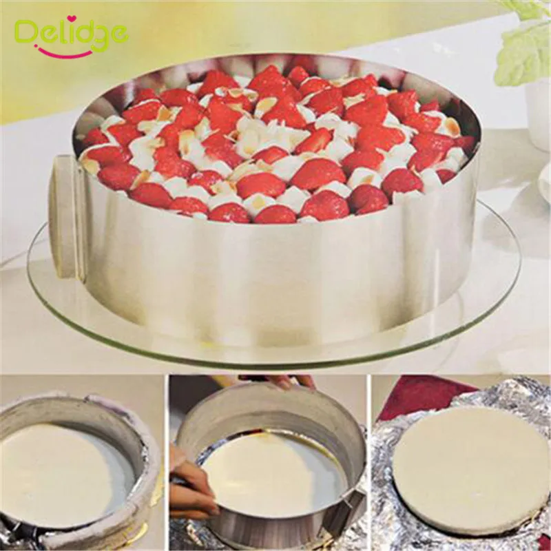 

Stainless Mousse Ring Home-made Steel Adjustable Cake Pudding Tiramisu 3D Round & Square Mold Decorating Baking Tools