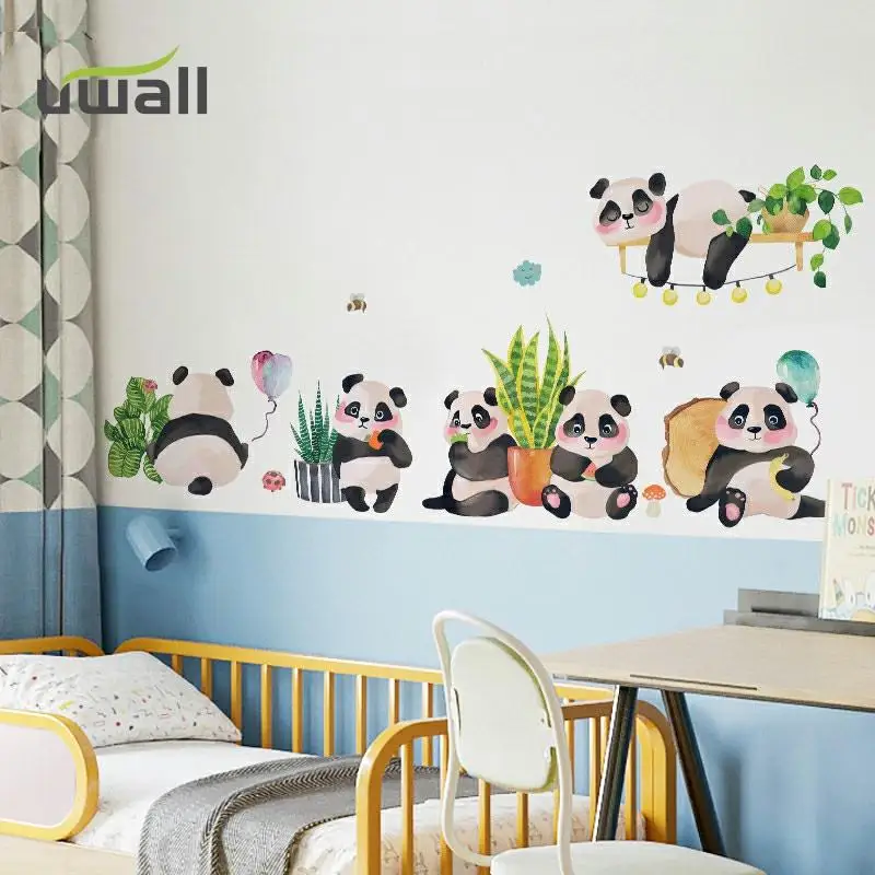 

Creative Cartoon Cute Panda Wall Stickers For Kids Room Child Bedroom Wall Decoration Home Decorations Self Adhesive Stickers