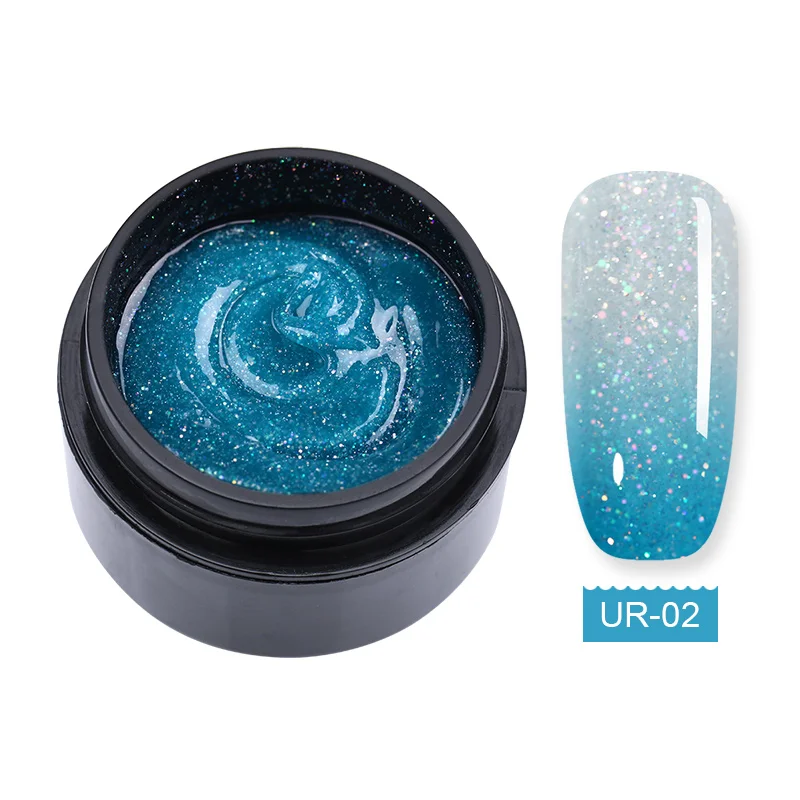 glitter2 UR SUGAR 15 мл термальный поли УФ гель набор Наборы Блеск Температура Изменение цвета Замачивание от УФ светодиодный Bulider гель продлевающий половой акт инструменты для полировки - Цвет: glitter2