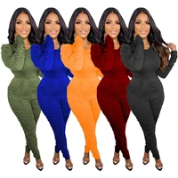 new stacked 2 piece set women long sleeve o neck sexy bodycon suits sports jogger female party club slim outfits