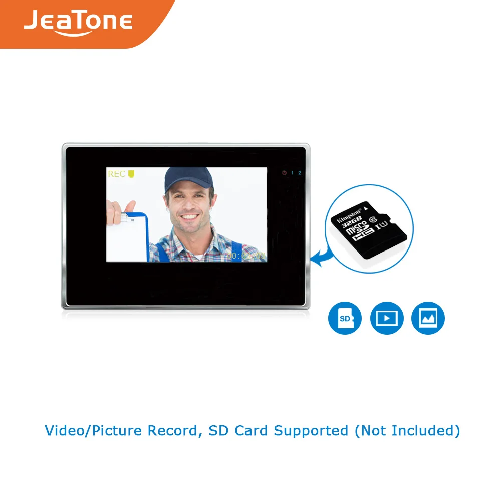 JeaTone 7 дюймовый проводной видеодомофон Домашняя безопасность 1200TVL камера модный