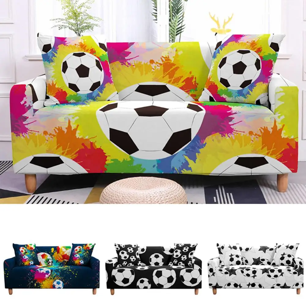 

Football Elastic Sofa Cover StretchCouch Cover Sectional Slipcover Armchair for Living Room 3D Soccer Digital Pattern Sofa Decor
