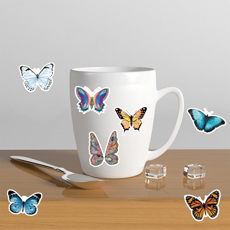 

50pcs/set Butterfly Stickers Beautiful Insect Butterfly Stickers for Laptop Skateboard Guitar Stationery Waterproof Stickers