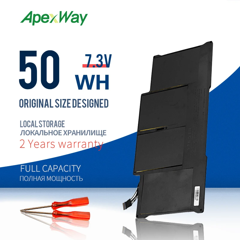 

Аккумулятор для ноутбука MacBook Air 13 дюймов, 50 вт/ч, 7,3 в, модель A1369 Mid 2011, A1466 A1405, аккумулятор 020-7379-A MC965 MC966 MD231 MD232 2012