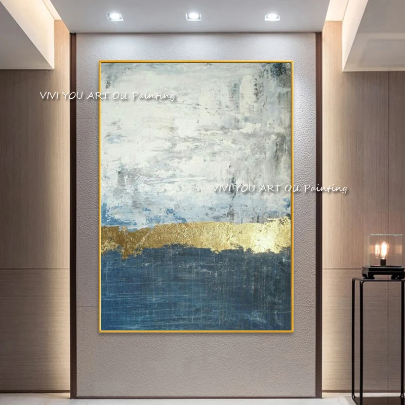 Aritist 100% ручная работа Золотая Великолепная абстрактная живопись большая