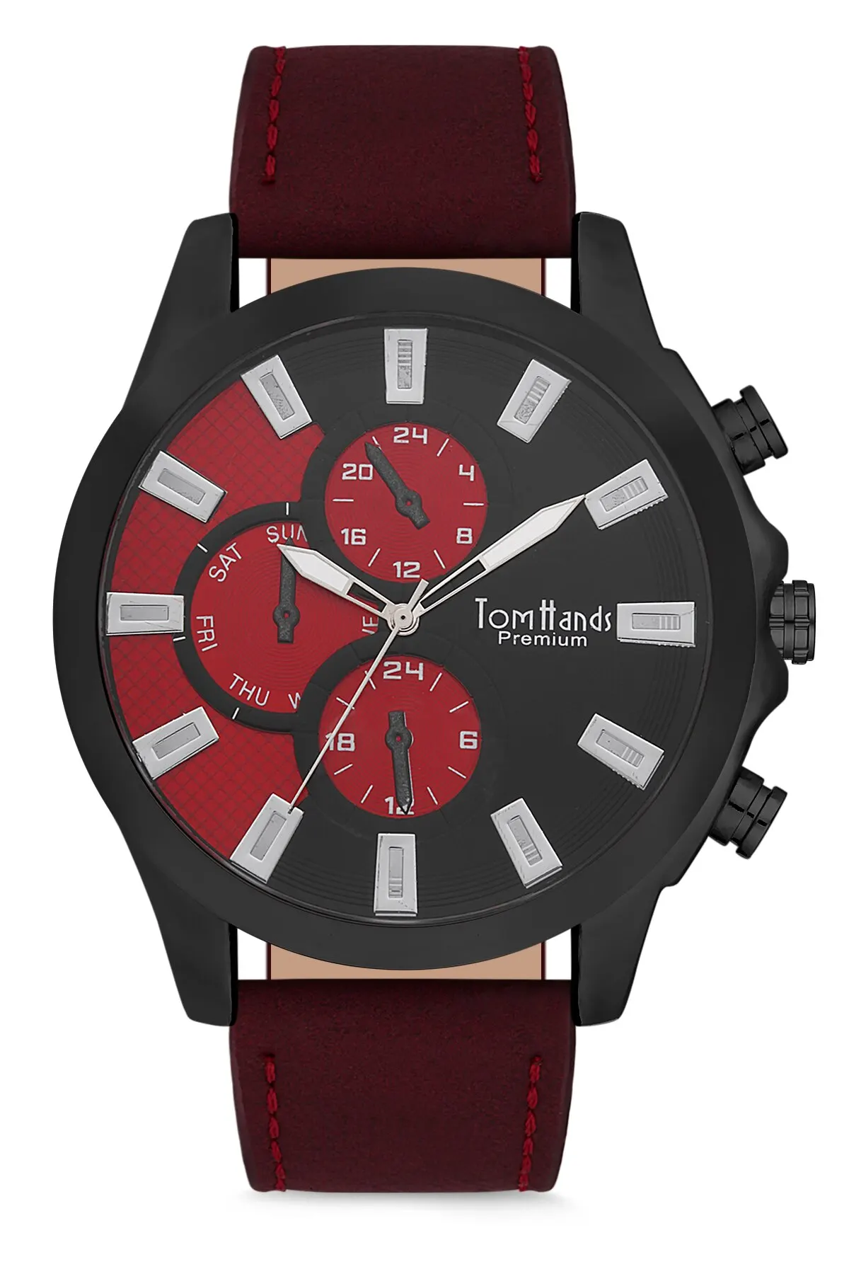 

2020 top Brand Luxury Fashion Men 'S Burgundy Leather Quartz Wristwatches Clock THST1-T0360-EDBB3 Tom & Hands