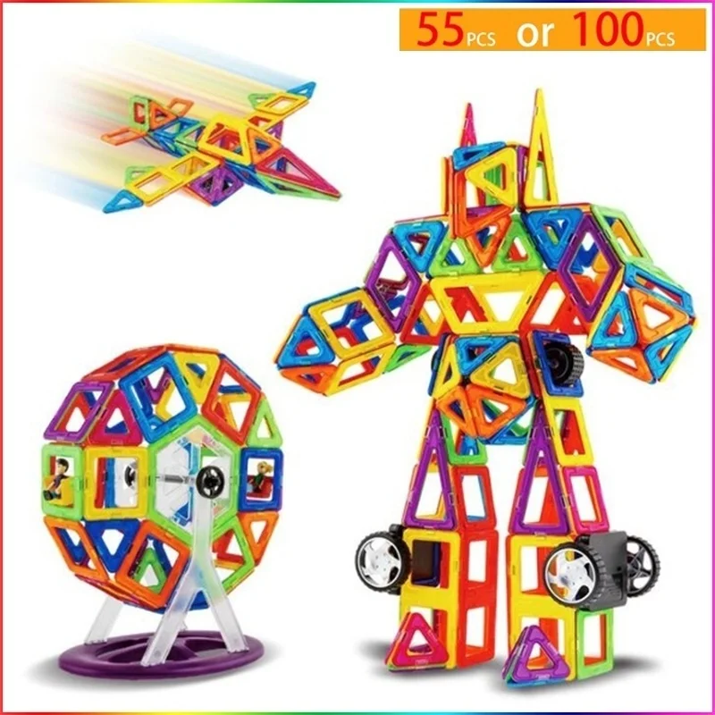 Новые игрушечные строительные блоки с магнитной черепицей (55 шт. и 100 шт.) подарок