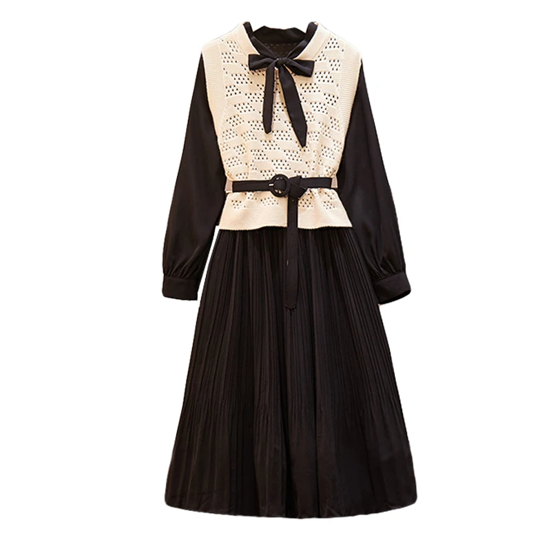 Женские винтажные комплекты больших размеров 2019 осенне зимние новые элегантные