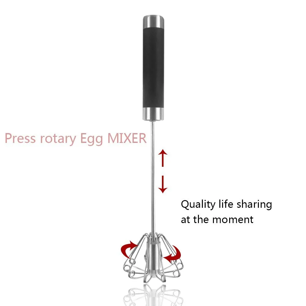 

Stainless Steel Semi-Automatic Whisk Mixer Balloon Egg Milk Beater Cooking Tool Egg Blending Stirring Hand Whisk Mixer #GM