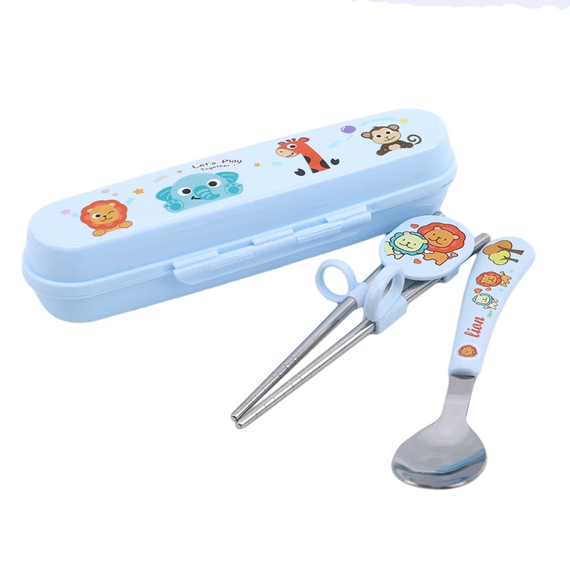 Cute Animals Children's Chopsticks Training Baby Learning Practice Auxiliary Spoon Cutlery Set | Мать и ребенок