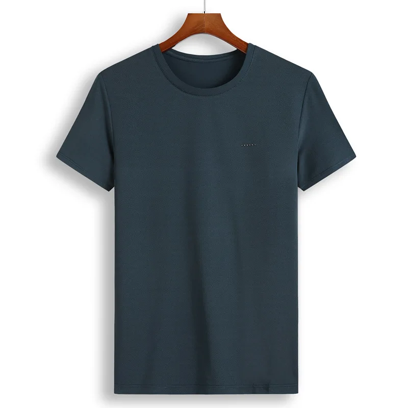 

Summer round neck men's short sleeve T-shirt half sleeve summer solid color plus fat oversize fat man loose base shirt fashion