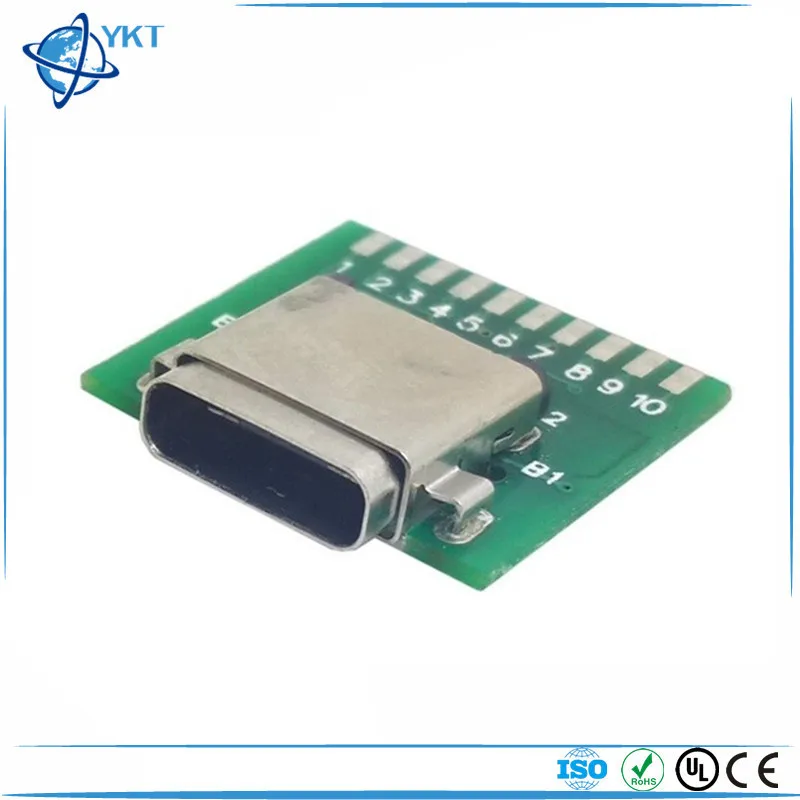 USB 3.1 Тип C разъем 24 штырька розетка адаптер для припоя провода и кабеля P поддержка
