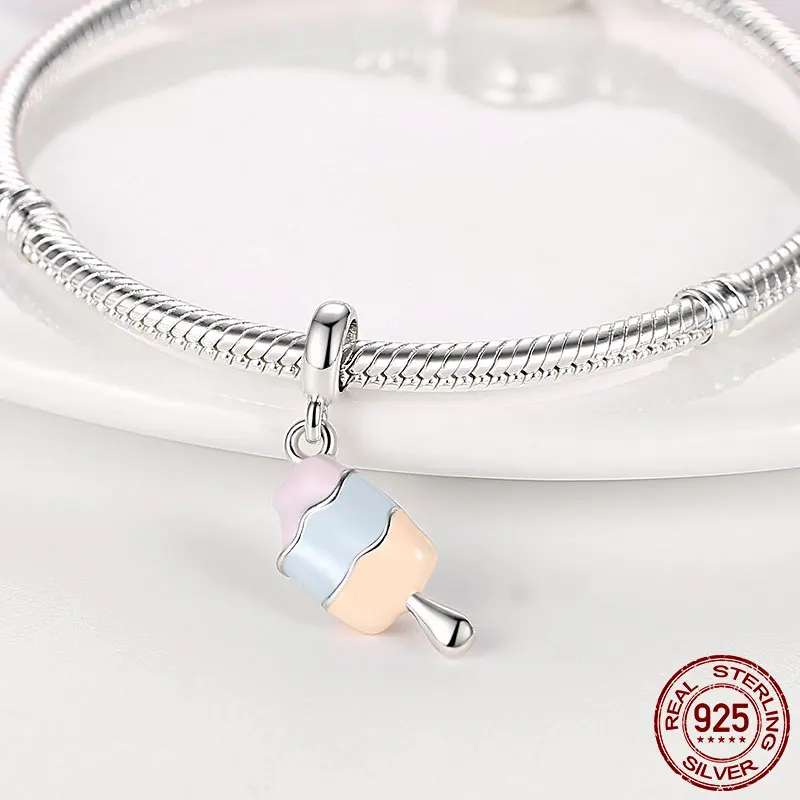 

Ice Cream Pendant 925 Sterling Silver Color Enamel Ice Cream Charms fit Original Pandora Beads Bracelet Silver 925 Jewelry