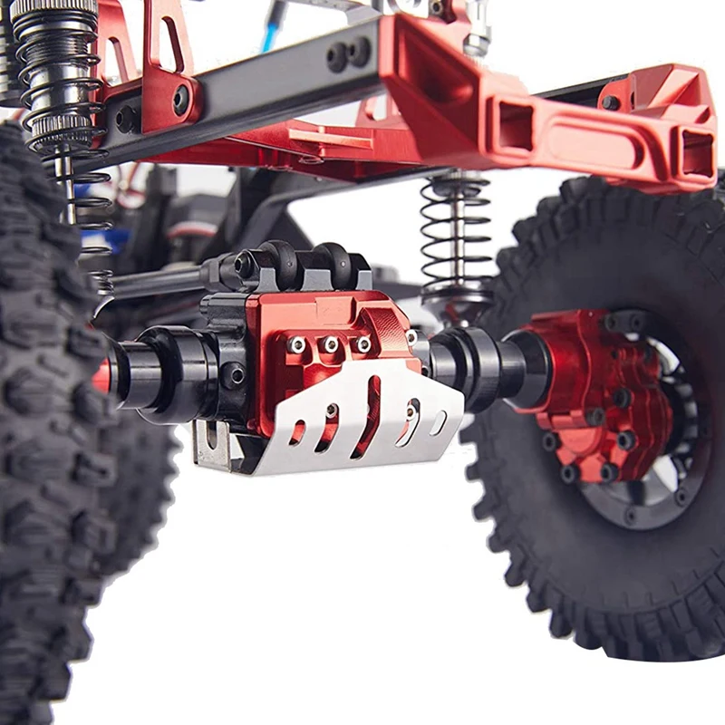 

RC Car Accessories, Front and Rear Axle Shells-Red with 3 PCS 25T Adjustable Damping Servo Arm Horn Black