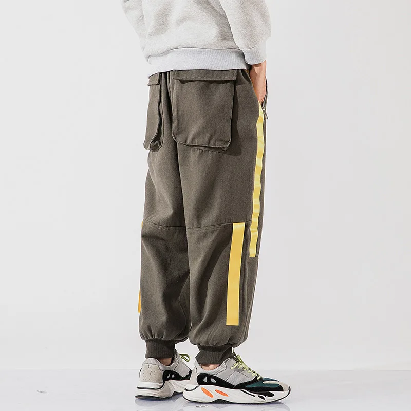 Liketkit шаровары мужские Японская уличная одежда 2019 зимние свободные ленты в