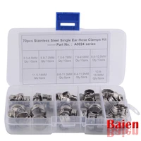 70pcsset single ear hose clamp assortment kit adjustable ear stepless cinch rings car parts for hydraulic hose fuel