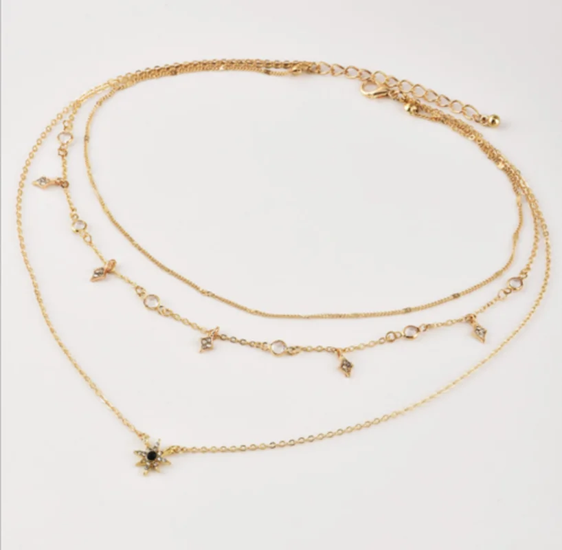 Женская мода планеты звезда ожерелья многослойное заявление колье золотая