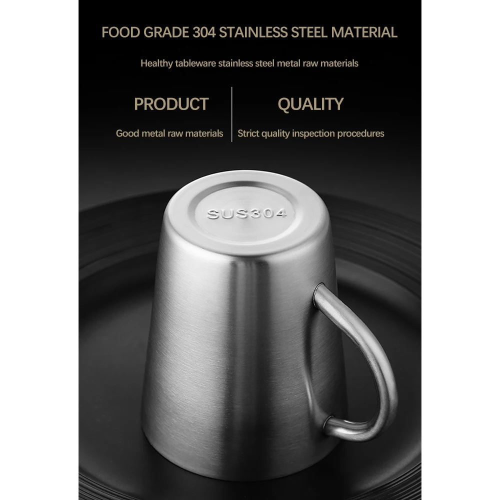 300 мл зеркальная кофейная чашка из нержавеющей стали с защитой от ожогов для чая