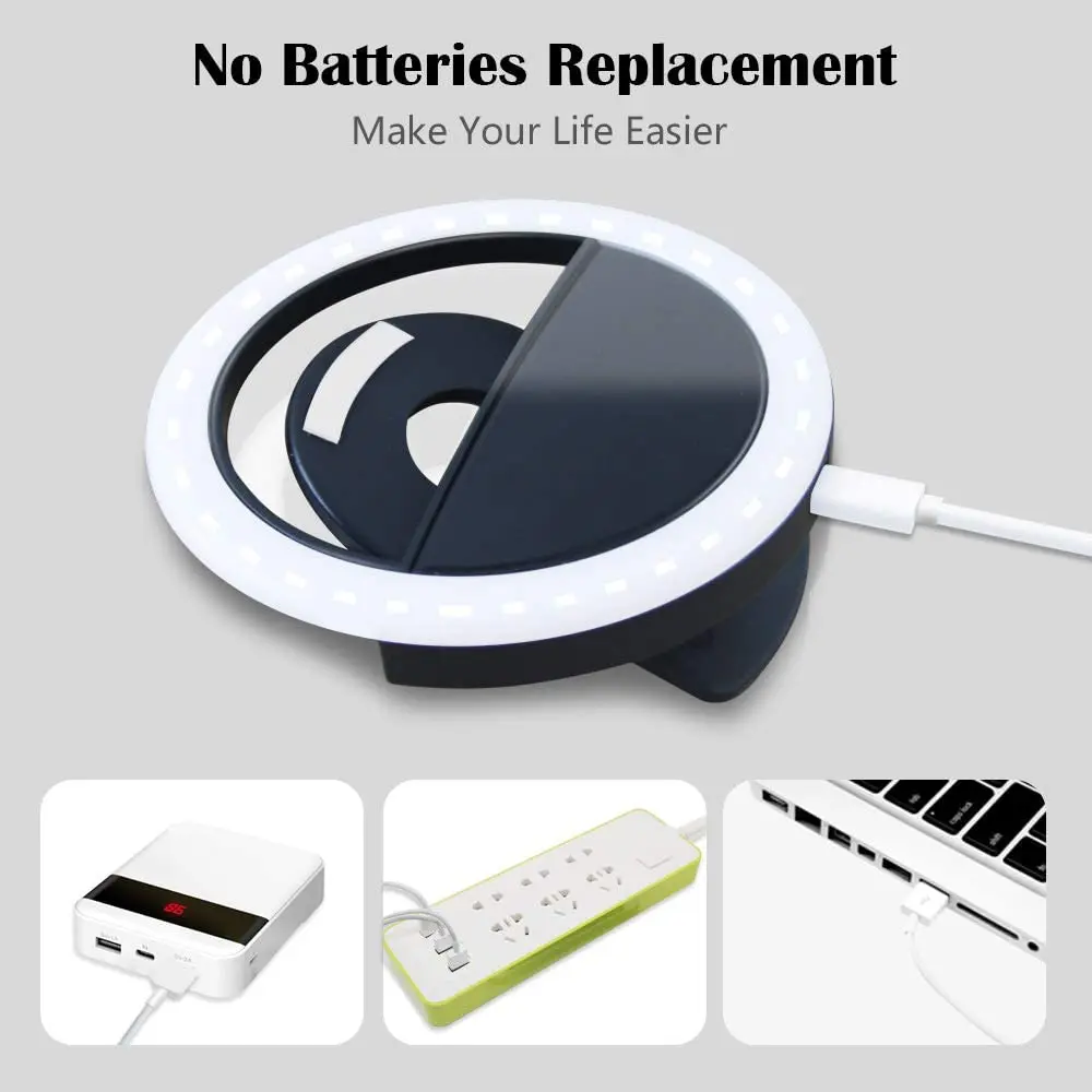 Светодиодная кольцевая лампа для селфи портативсветильник селфи-лампа с зажимом