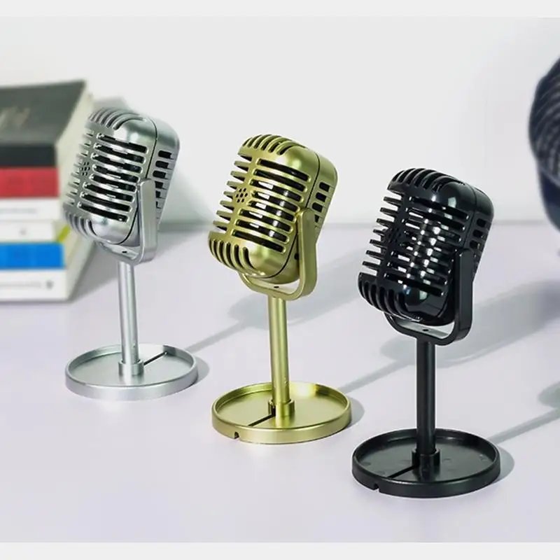 Simulation props microphone Classic Retro Dynamic Vocal vintage microphone Universal Stand for Live Performance Recording images - 6