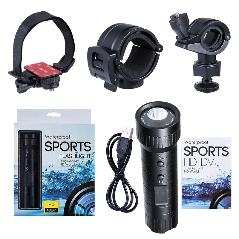 

F9 upgraded Strong Light Flashlight Camera Multi Function Outdoor Sports Take Photos and Video Waterproof Helmet Mounted Camera