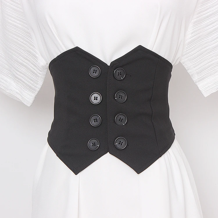 

Women's runway fashion black fabric elastic Cummerbunds female Dress Corsets Waistband Belts decoration wide belt TB1373
