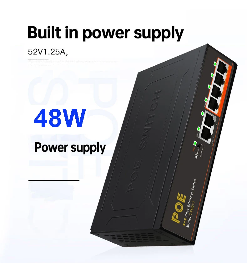 TEROW 4 Port + 2 UP link 100 Мбит/с Poe коммутатор Сеть Ethernet быстрой передачи 250 м 52 в А изоляция
