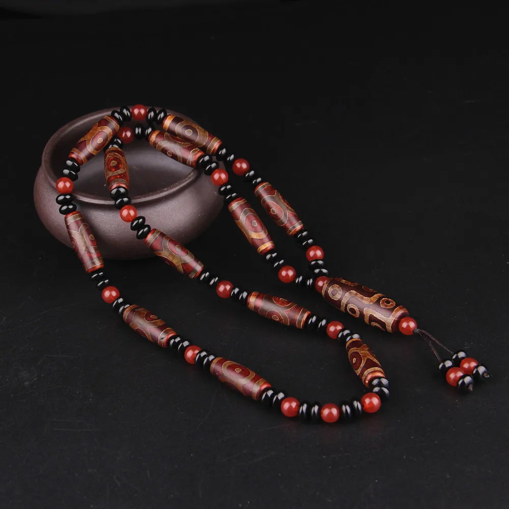 

Tibetan Necklace Natural Agate Dzi Bead Pendant National Chinese Style Good Luck Blessed Fashion Jewelry Necklace For Gift