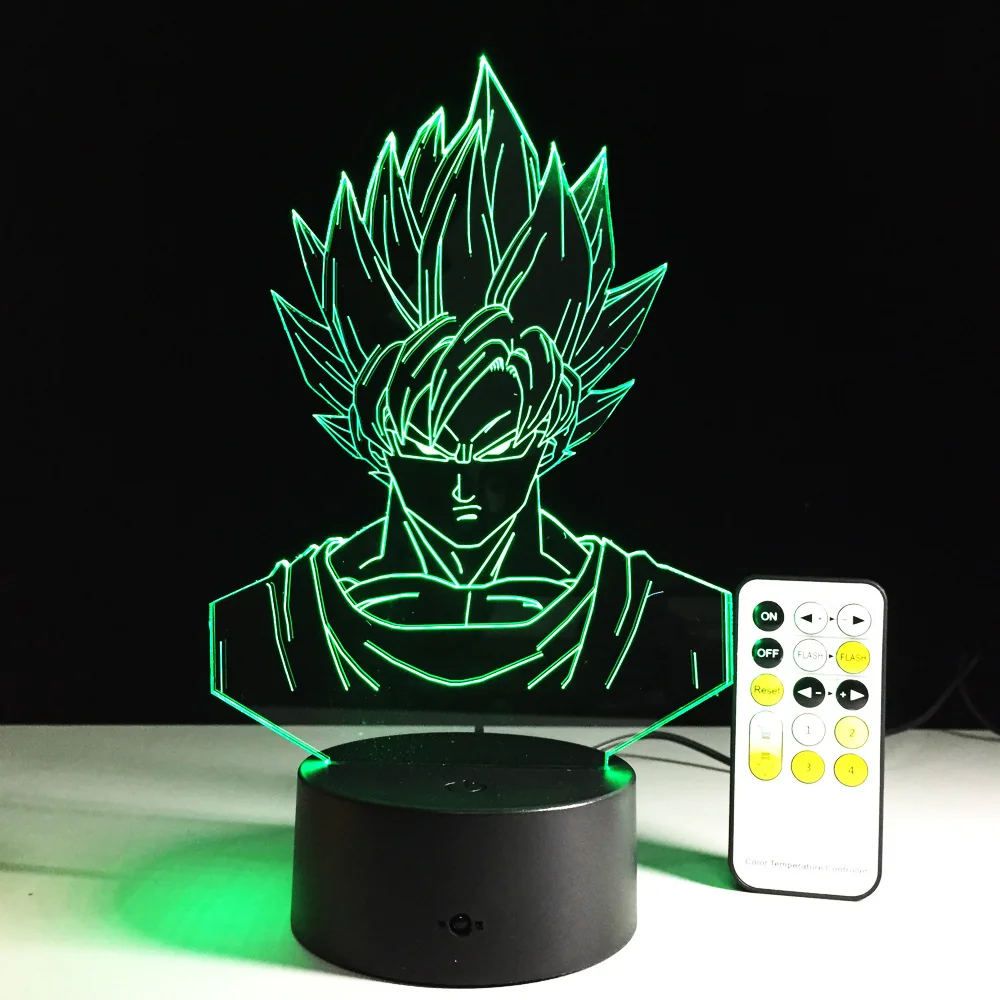 Фигурка дракона жемчуга Z 3D светодиодный настольная лампа Супер Saiyan Goku Вегета