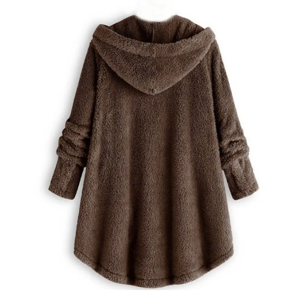 Женское зимнее теплое пушистое пальто на пуговицах куртка топы свободная