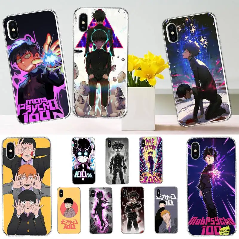 

Mob Psycho 100 Japan anime Phone Case Transparent soft For iphone 12 11 13 7 8 6 s plus x xs xr pro max mini