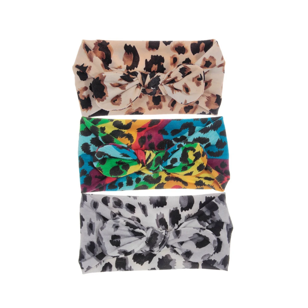 Linda 1 Uds manchas de leopardo arco nudo cinta de pelo de beb&eacute; el&aacute;stico ni&ntilde;o reci&eacute;n nacido imprimir, muestras de lazo de pelo accesorios apoyos de la foto, regalos de-2