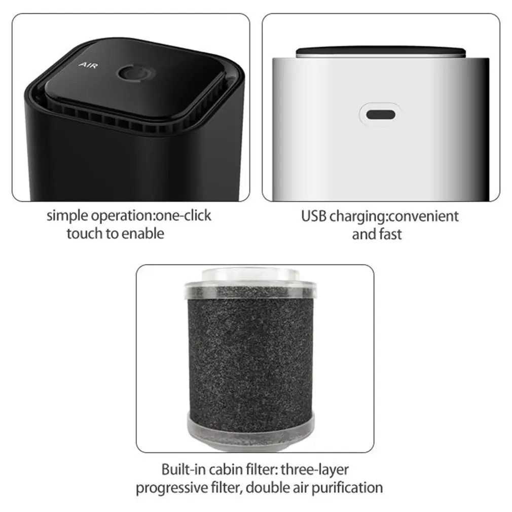 

Car Air Purifier Small Portable Low Noise Air Purifier Mini Air Freshener Dust Smoke Cleaner Car Mounted BAP-04