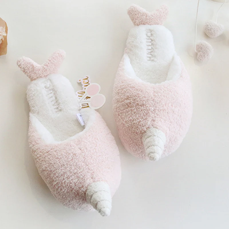 

Winter Women House Slippers Fashion Warm Shoes Female Slides Non-slip Floor Pink Cute Cozy Home Furry Slippers 2021 New