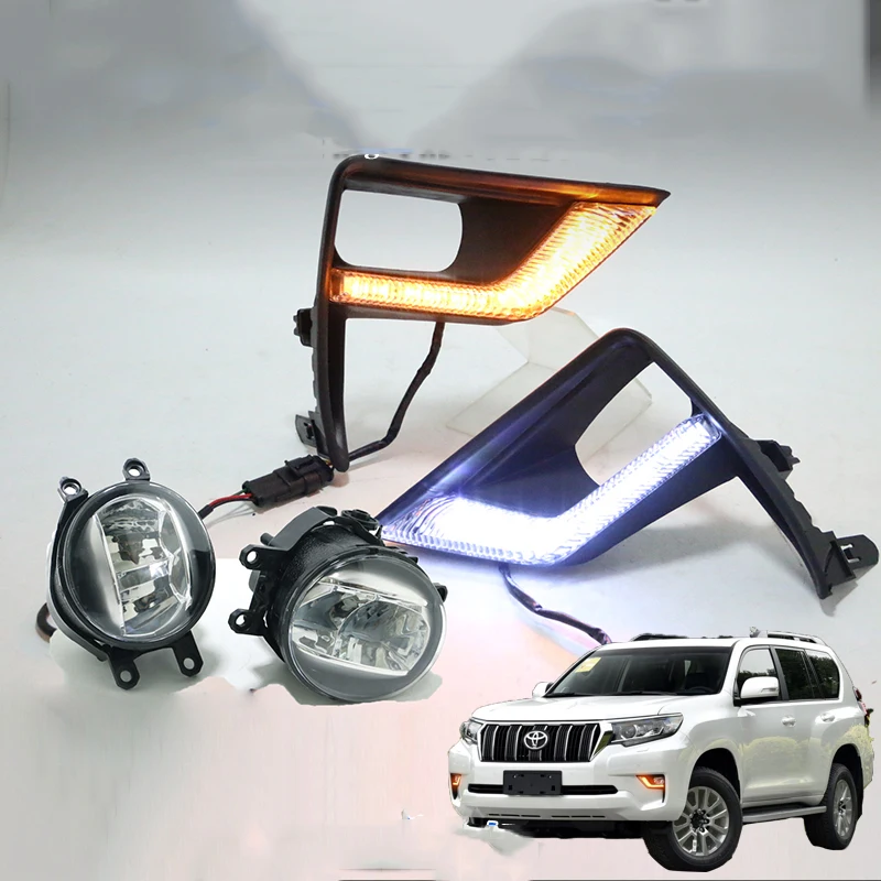 

LED Front Fog Lamp Daytime Running Light Turning light 3 function For Toyota Land Cruiser Prado 150 FJ150 2018 2019 Accessories