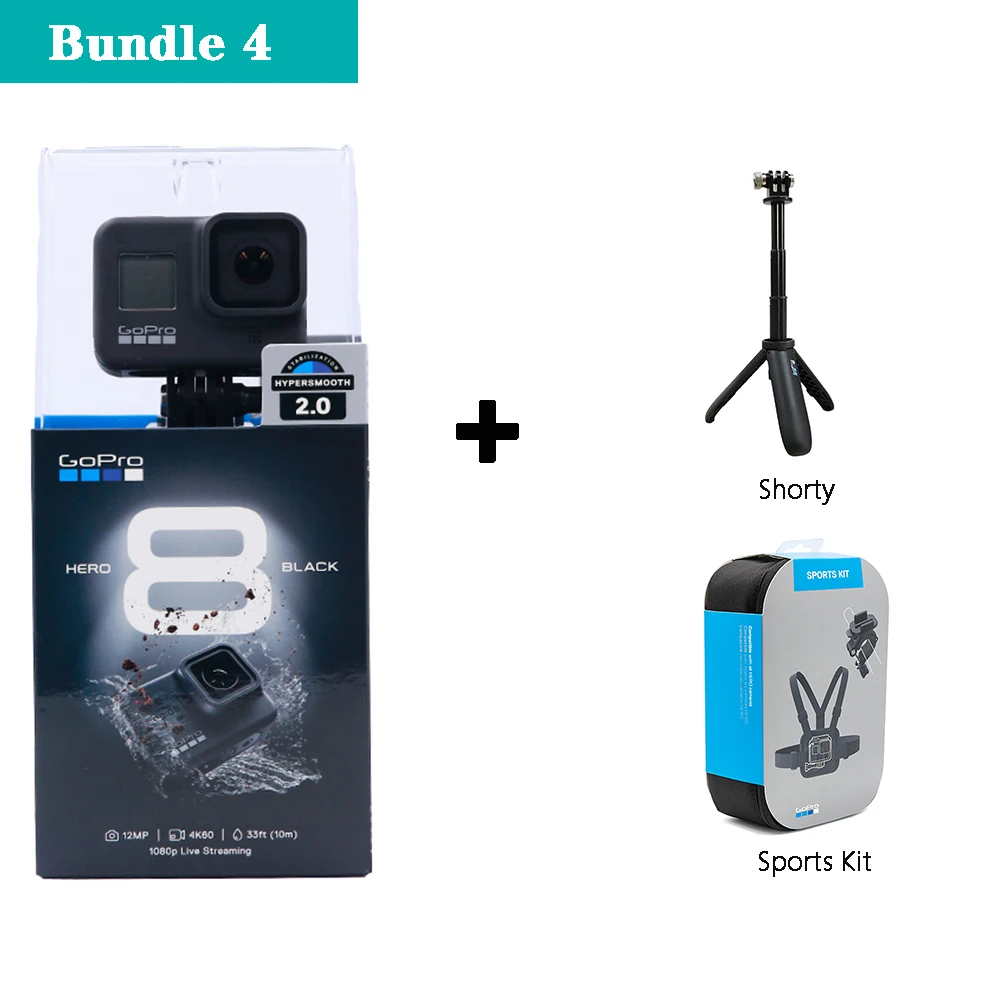 Bundle 4 GoPro HERO 8 черная экшн-камера Профессиональная водонепроницаемая Спортивная камера 4K видео Cam Live Streaming Deportiva - Цвет: Bundle 4