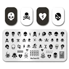 Новейший маникюрный стемпинг MouTeen010 череп, сердце молнии пластины для стемпинга ногтей маникюрный трафарет набор для стемпинга ногтей
