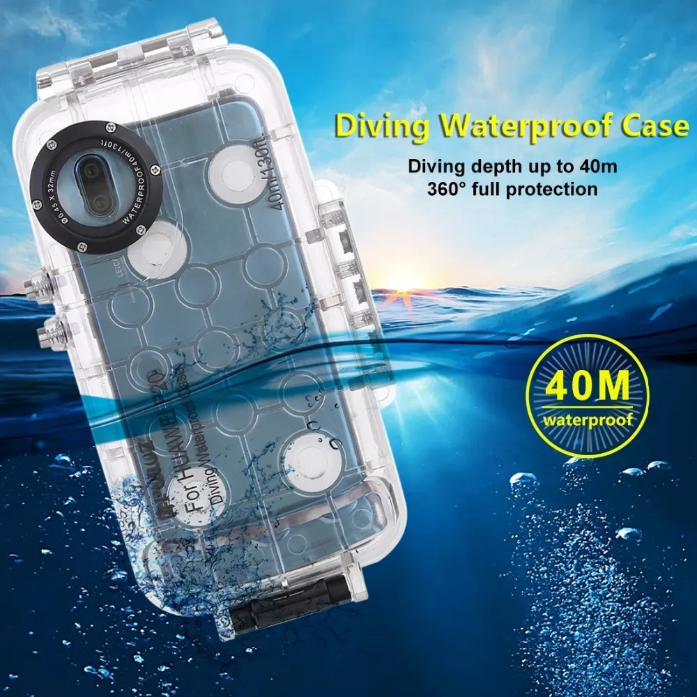 

PULUZ 40m/130ft Waterproof Case Cover Diving Housing Photo Video Taking Underwater Cover Case for Huawei P20/P20 Pro/Mate 20 Pro