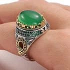 Мужское кольцо с зеленым цирконом, Винтажное кольцо с принтом из ниток, Подарочная бижутерия