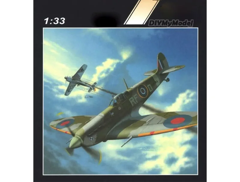 DIYMyModeI Spitfire VC 1:33 jet fighter, KIT de modelo de papel artesanal, rompecabezas de juguete hecho a mano, regalo, accesorios de pel&iacute;culas-0