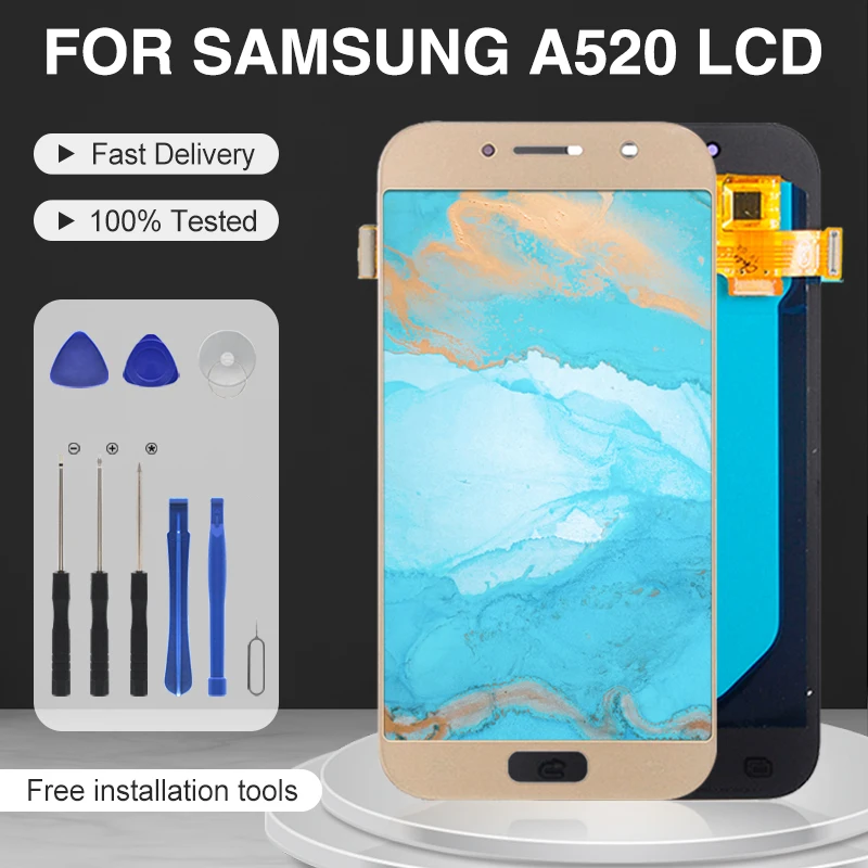 5 2 дюймовый Amoled дисплей Catteny для Samsung Galaxy A5 2017 ЖК-дисплей A520 сенсорная панель