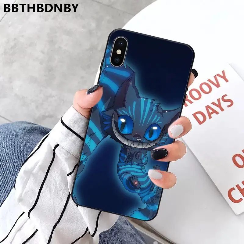 Чехол для телефона Чеширский Кот черный мягкий чехол iPhone 11 pro XS MAX 8 7 6 6S Plus X 5 5S SE XR