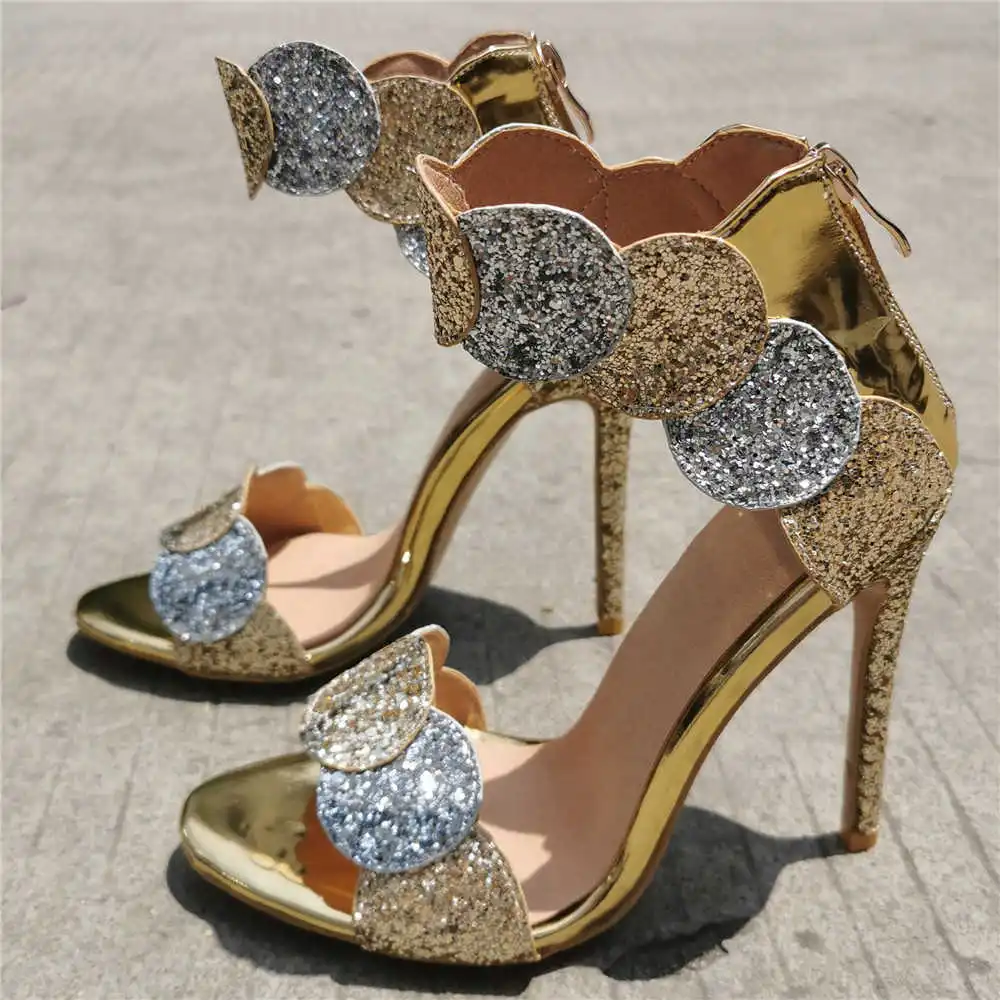 

2021 new Sexy Gold Roman ultra fine high heel large women's sandal