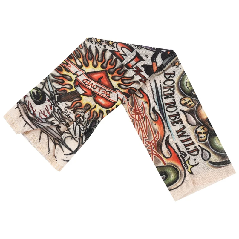 

Heart Skull Stretchy Temporary Tattoo Arm Sleeve Stocking for Child