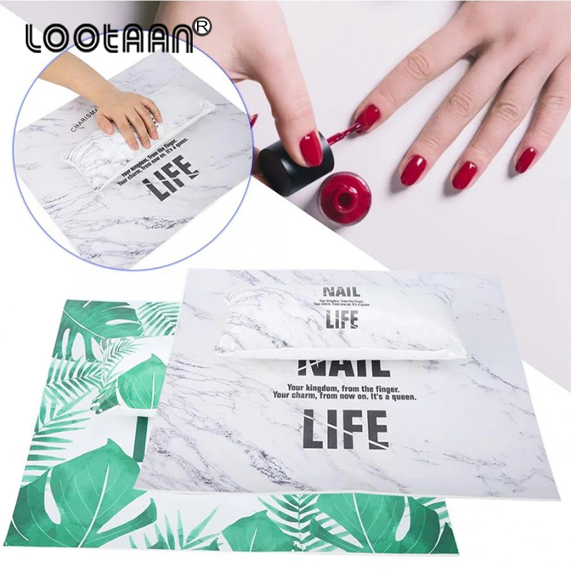 Lootaan Manicure Nail Art Hand Pillow Pad Set Salon Rest Holder Cushion Washable Table Mat Nails Design | Красота и здоровье