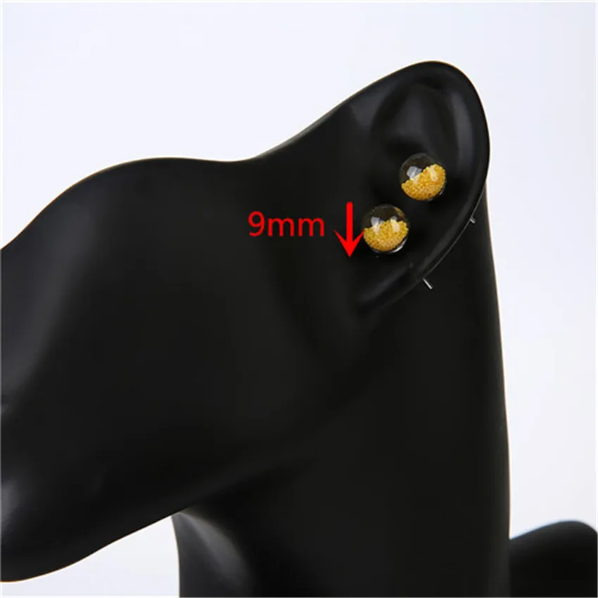 

1pair Stud Earring Fashion Candy Color Small Stereoscopic Round Ball beads Glass Earrings Jewelry Gifts for Children and Woman