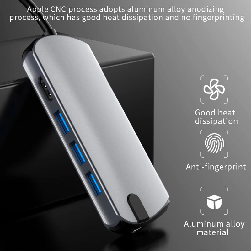 8 в 1 тип c usb хаб tfsd кард ридер super hd 4k hdmi 87 вт