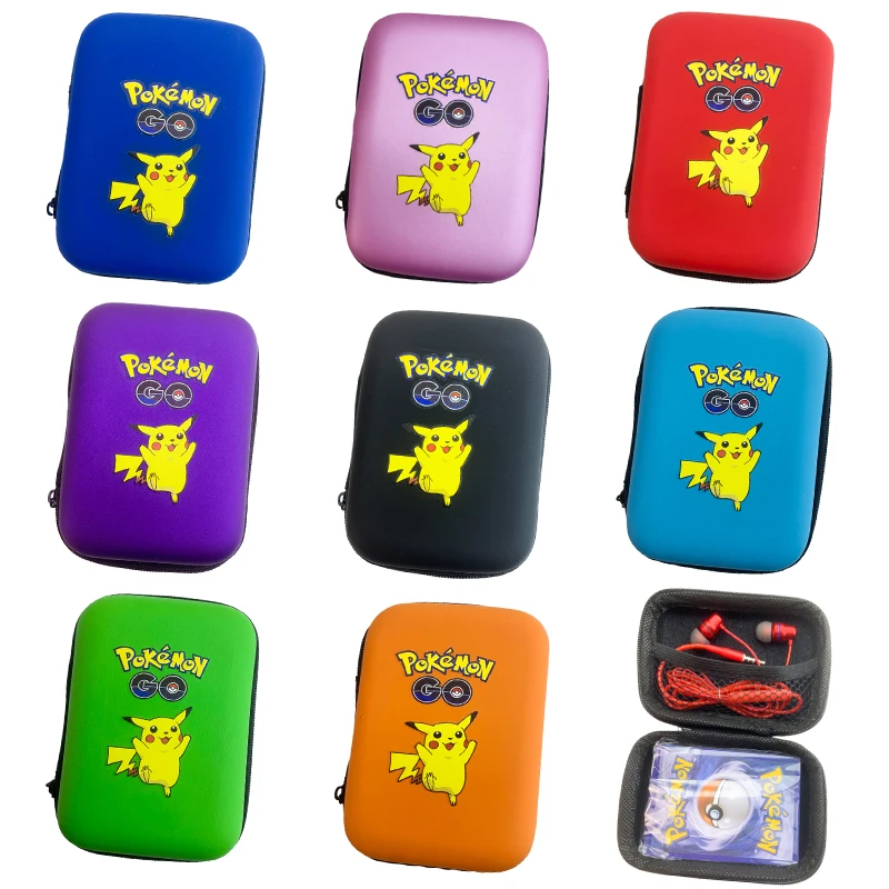 

Pokemon TCG Card Organizer Box Game Pokémon Anime figure Square Portable Headphone Storage Bag EVA Wallet Toy Kids birthday gift