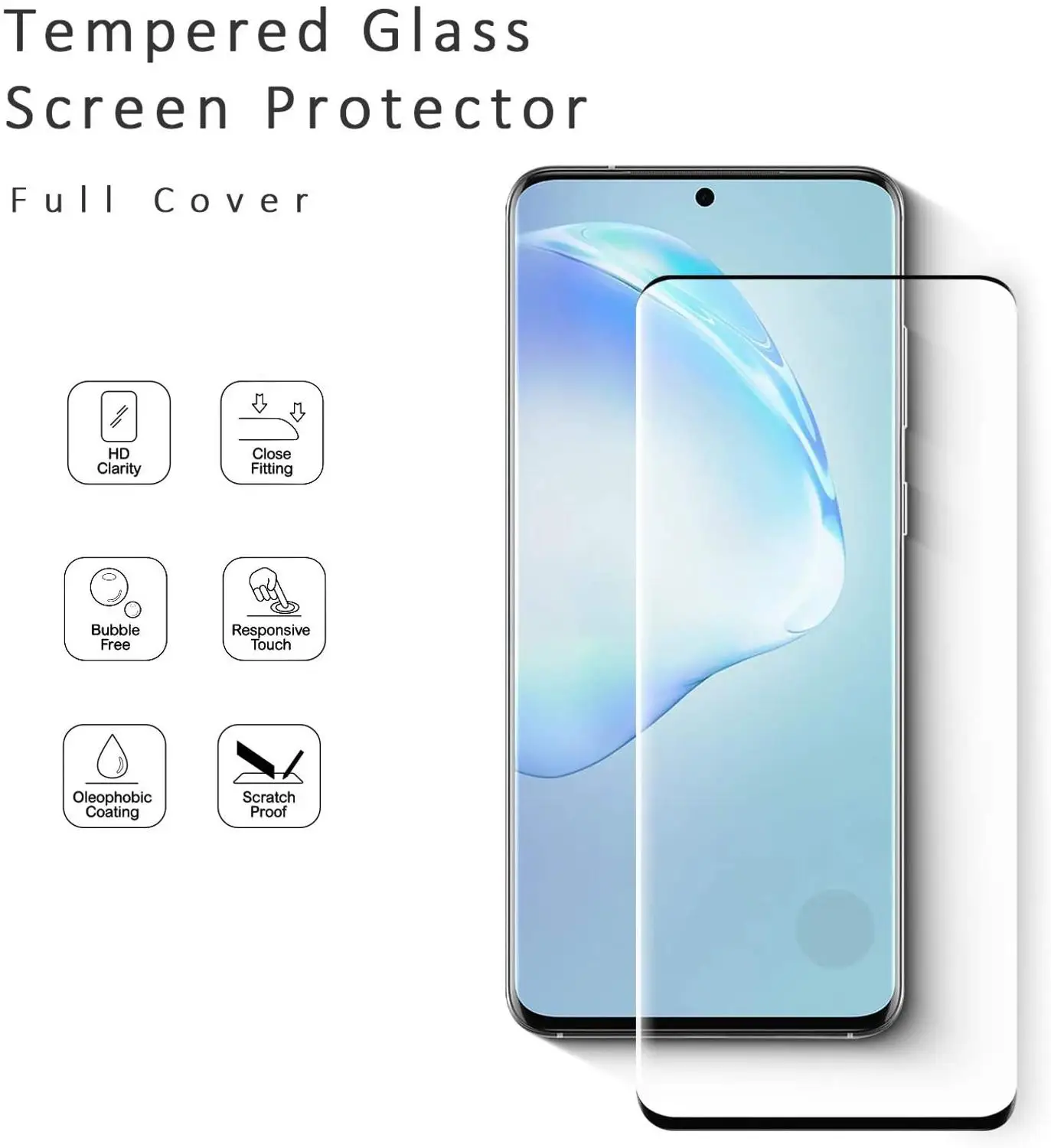 

2-PACK Fingerprint Unlock Tempered Glass Full Coverage Film Shield Screen Protector for SAMSUNG GALAXY S20/S20 PLUS/S20 Ultra